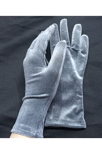 es moda shop Elisabeth wrist length velvet gloves gray