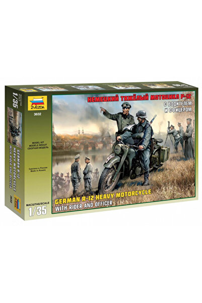 Zvezda 1/35 GermanHeavy Motorcycle R-12 Plastik Maket Kiti, Demonte Hobi Seti