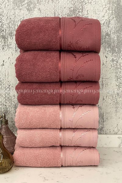 Özdilek Ditsy Hand-Face Towel 6 Pieces - Pink - Plum