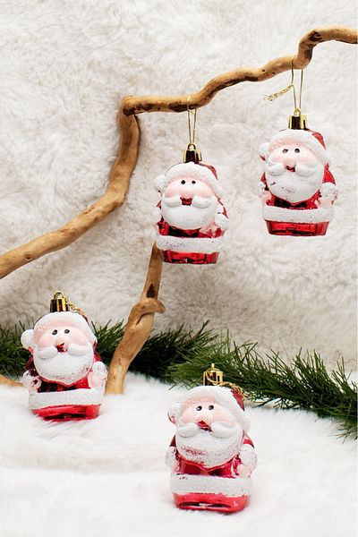 Waldern Set of 4 New Santa Claus Christmas Babs Christmas Pine Tree Ornament 9cm