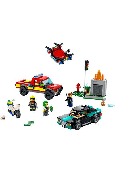 LEGO ® City Fire Brigade Rescue Operation and Police Pursuit 60319-Fire Engine Toy Construction Set (295 Pieces)