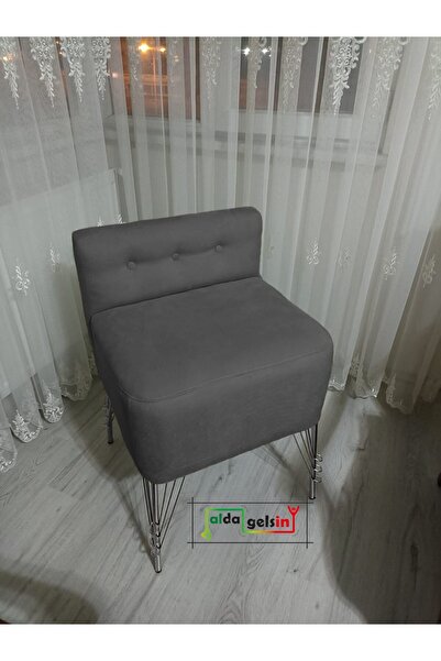 aldagelsin Ultra Lüks Metal Ayak Alda Lokum Puf Gümüş