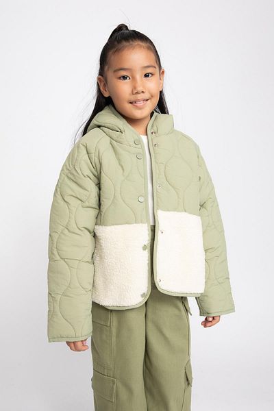 DeFacto Girl's Hooded Fleece Lined Quilted Coat A2491a823au
