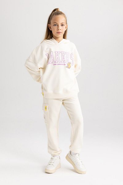 DeFacto Los Angeles Lakers Girl's Sweatshirt - Hooded and Thick A7899A823Au