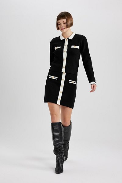 DeFacto A-line Buttoned Knitwear Mini Skirt B4500ax23au