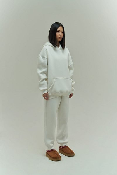 MAİ COLLECTİON Gambol Weißes Oversize-Trainingsanzug-Set