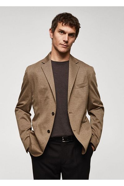 MANGO Man Σακάκι σακάκι με μοτίβο Micro Houndstooth Slim Fit