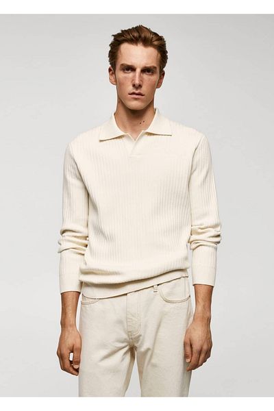 MANGO Man Fein gewebtes Poloshirt