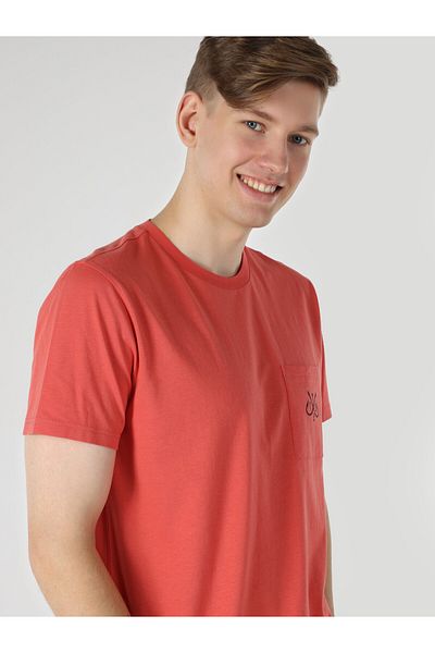 Colin's Tricou roșu cu mânecă scurtă pentru bărbați, cu croiala normală