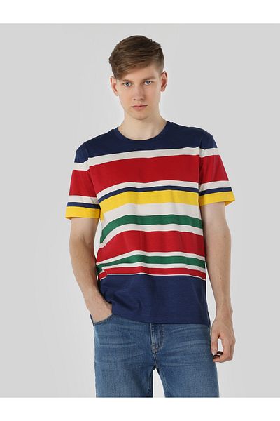 Colin's Multi-Colored Striped Men's Short Sleeve T-Shirt - Regular Fit