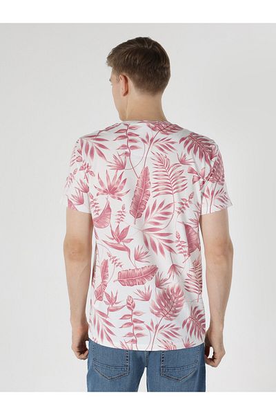 Colin's Tricou cu mânecă scurtă cu imprimeu alb cu gât crew pentru bărbați - Regular Fit