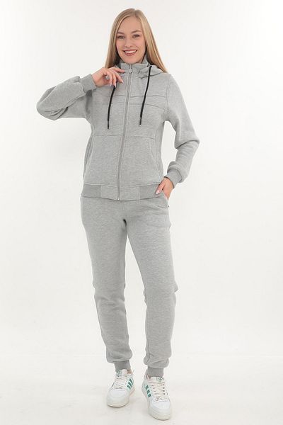 FORE SPORT Women's Gray Zippered 3 Thread Raster Hooded Set