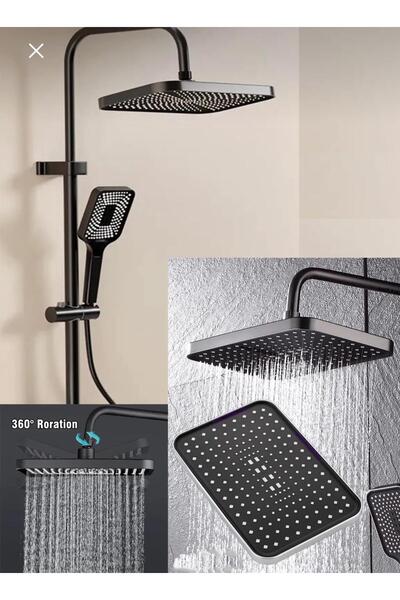 ASYA BAZAAR PREMIUM MAT SİYAH TEPE DUŞ SETİ,MAT SİYAH YAĞMURLAMA TEPE DUŞ SETİ,PREMIUM ROBOT DUŞ