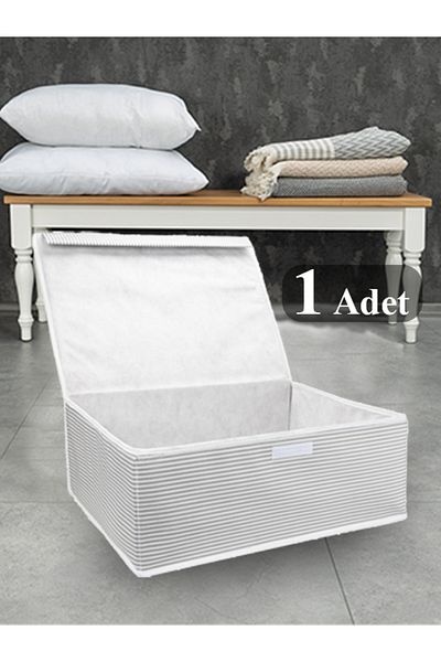 Pazar Kapısı Multi-Purpose Box Base Size Gray Striped 50X40X19 cm