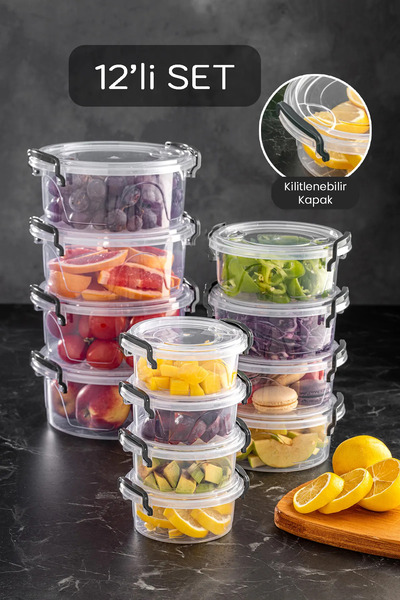Meleni Home 12 Pieces Round Storage Container - Lockable Lid Breakfast Set Non-Breathable