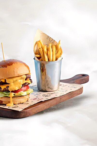 ÖzSa Home Paslanmaz Çelik Patates Sunumluk Kafe Restoran Lokanta Patates Kovası Su Ve Ayran Bardağı