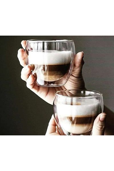 Bardak Shop 2 bucăți cești transparente din sticlă espresso cu perete dublu 250 ml 2 bucăți 250 ml cafea de birou acasă