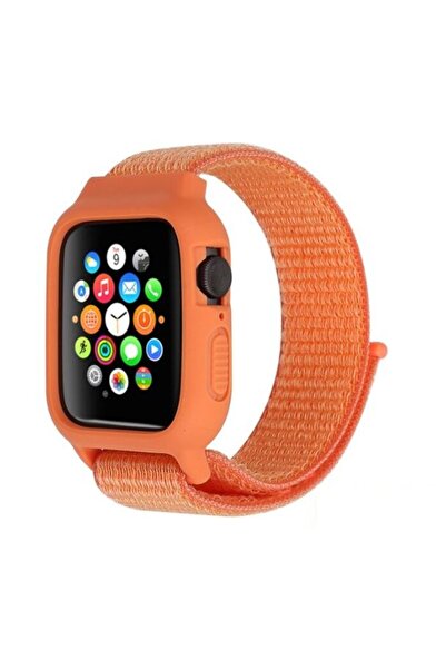Techmaster Apple Watch 1 2 3 4 5 42mm 44mm Uyumlu Zırhlı Loop Örgü Kılıf Kordon