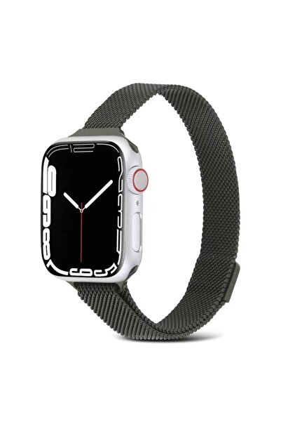 Techmaster Apple Watch 5 6 7 8 38mm 40mm 41mm Uyumlu Slim Metal Hasır Kordon