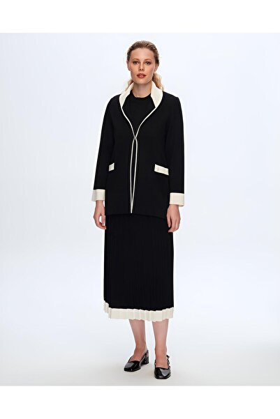 MISS DALIDA Kadın Şal Yaka İki Renkli Hırka