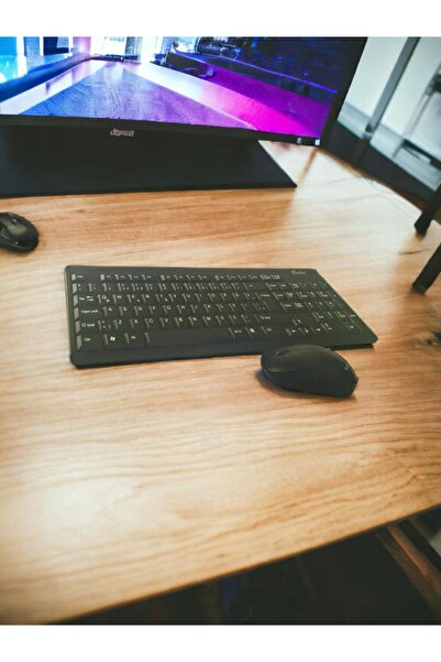 ARALMİNİAVM Kablosuz Q Tr Klavye Multimedya Wireless Siyah Klavye Ve Mouse Seti - Siyah