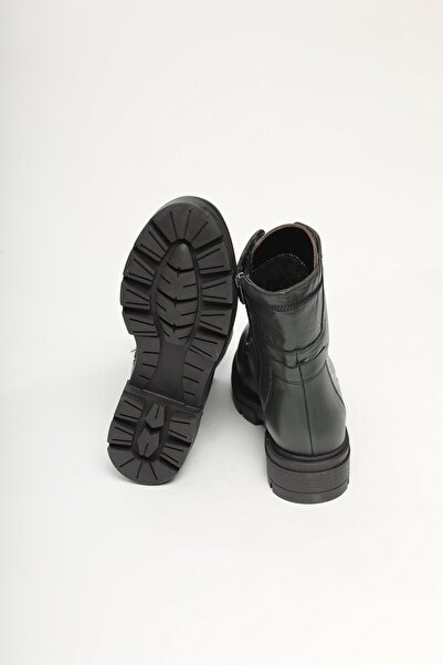 DERİR DERİ Γνήσιο δέρμα με στρογγυλά δάχτυλα με κορδόνια με φερμουάρ και τακούνι καθημερινά γυναικεία μποτάκια 66286