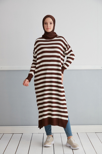MODAMÜNASİP Wonderful Striped Knitwear Hijab Tunik