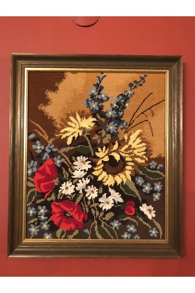 tayfuntufan antika koleksiyon Ahşap çerçeveli Goblen tablo 55 cm 47 cm ölçüle...