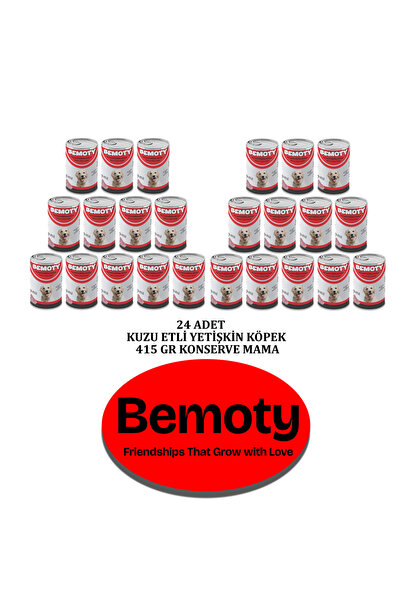 BEMOTY KUZU ETLİ YETİŞKİN KÖPEK KONSERVE MAMA 24 x415GR