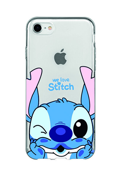 Magic Ring Iphone 7/8/SE Uyumlu We Love Stitch Desenli Şeffaf Telefon Kılıfı