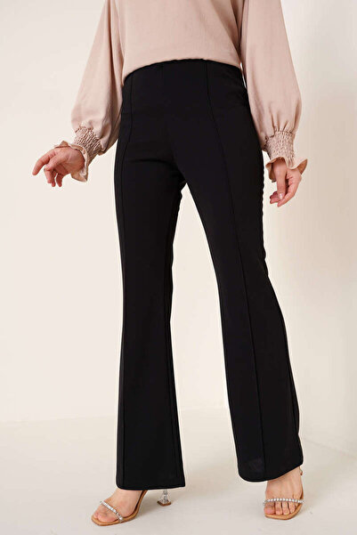 aryam butik Pantaloni evazați croșetați în față negri