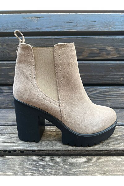 gumushoe Kadın Hakiki Deri Yüksek Topuklu Lastikli Bot