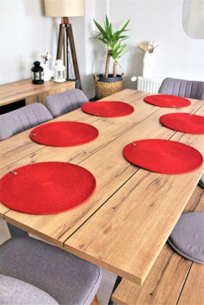 DedeEvTekstil Orginal 6 'lı Amerikan Servis Yıkanabilir Supla Seti Takım - Bordo