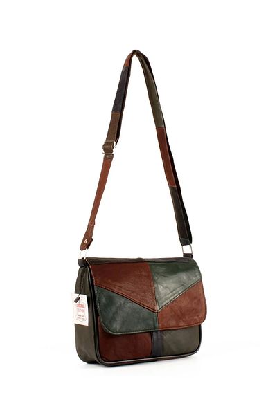 fubileather Geantă Messenger Carmen din piele naturală, multicoloră, 24x20
