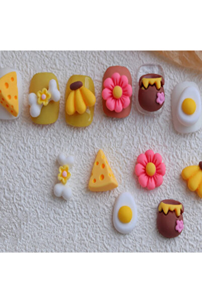 Beauty Box 6 Adet Nail Charms Reçine Tırnak Süsleri Nail Art Objeleri 10-13mm