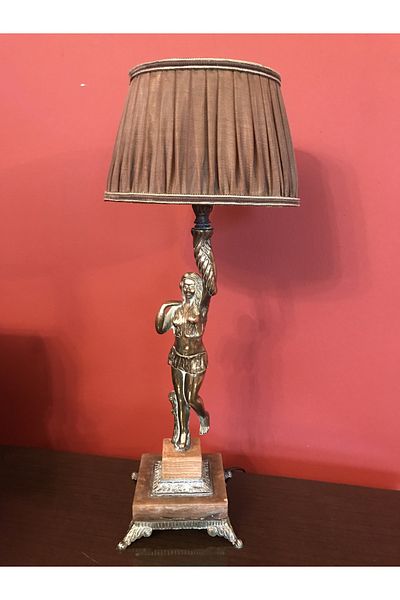 tayfuntufan antika koleksiyon Brass Lampshade on a Marble Base 54 cm Tall