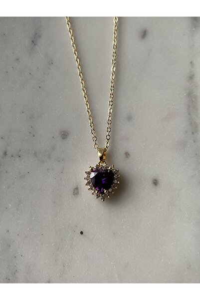 Gilai İstanbul Özel Kalp Kesim Model Gümüş Altın Kaplama Kararmaz Zirkon Taşl...