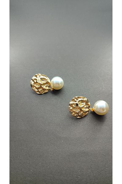 Candy Pearl Dangle Round Patterned Earrings