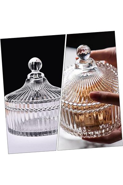 Rotanev 2-Piece Glass Candy Jar with Lid Crystal Sugar Bowl