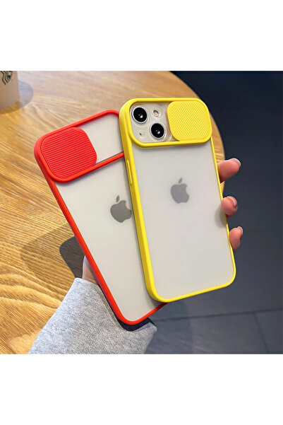 GRABONO Apple iPhone 13 Uyumlu Kılıf Kamera Kapaklı Lens Korumalı Mat Arka Kenarlı Renkli Dayanıklı