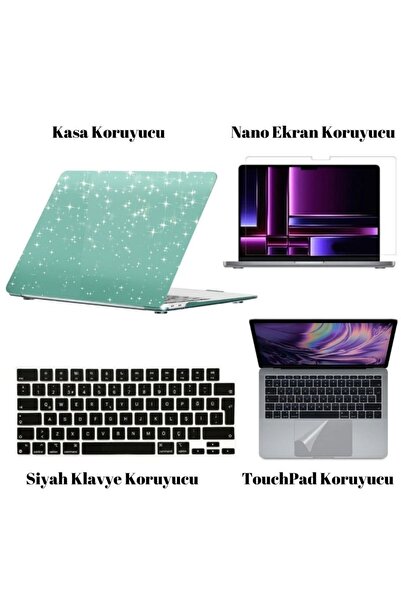 Nezih Case Apple Macbook Air 13.3 M1 2020 uyumlu Kılıf 360 Derece Full Korumalı 4'lü Set A1932/a2179/a2337