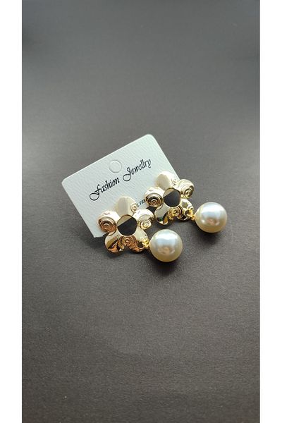 Candy Pearl Dangle Flower Shaped Earrings