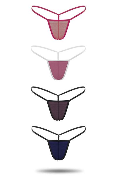 Allure Secrets Set de 4 chiloți colorați cu șnur pentru femei