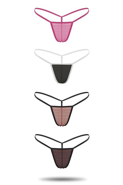 Allure Secrets Set de 4 chiloți colorați cu șnur pentru femei