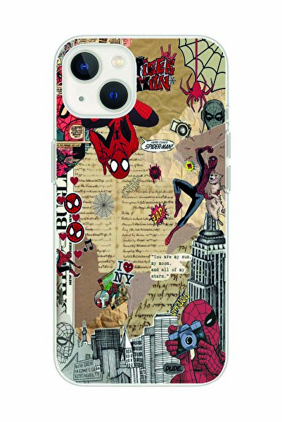 Magic Ring حافظة هاتف شفافة متوافقة مع هاتف آيفون 13 بنمط سبايدرمان كولاج