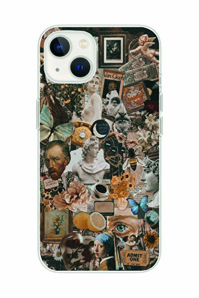 Magic Ring Iphone 15 Uyumlu Aesthetic Sanatsal Kolaj Desenli Şeffaf Telefon K...