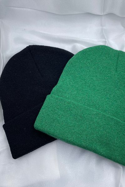 KISCHE Unisex Απλό Βασικό Διπλωμένο Χειμερινό Σετ μπερέ 2 τεμαχίων