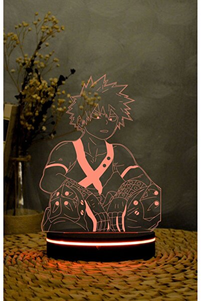 Yubi Design Katsuki Bakugo , My Hero Academia - 3 boyutlu led lamba 16 renk d...