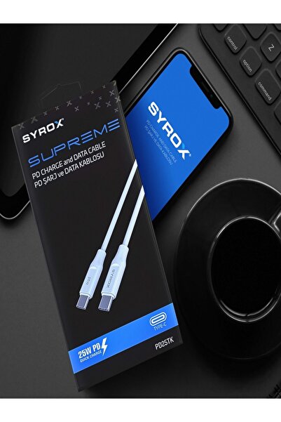 Syrox Supreme PD25TK 25W Type-C Hızlı Şarj Aleti Kablosu Uyumlu