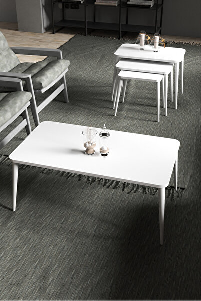 Cosargroup Zigon Sehpa ve Orta Sehpa Torna Set Beyaz BXB